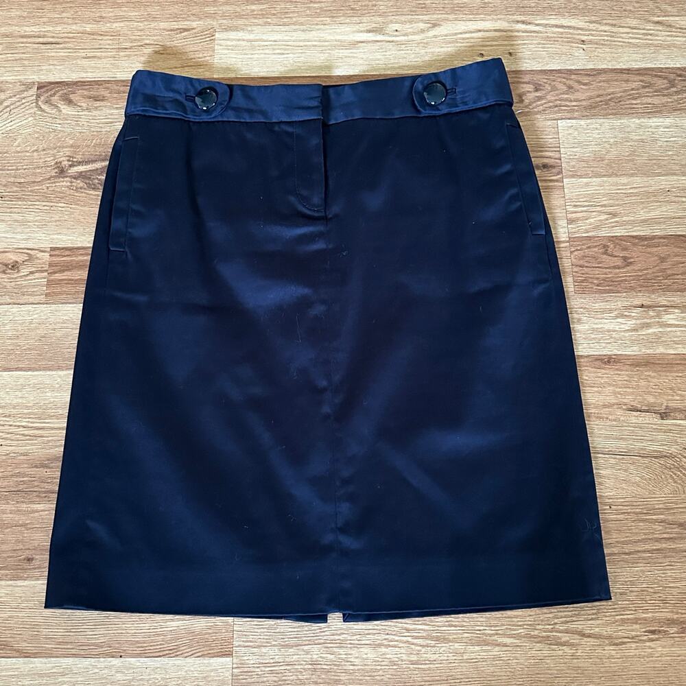 J. Crew Women Navy Blue Chino Skirt With Front Accent Buttons Size 4